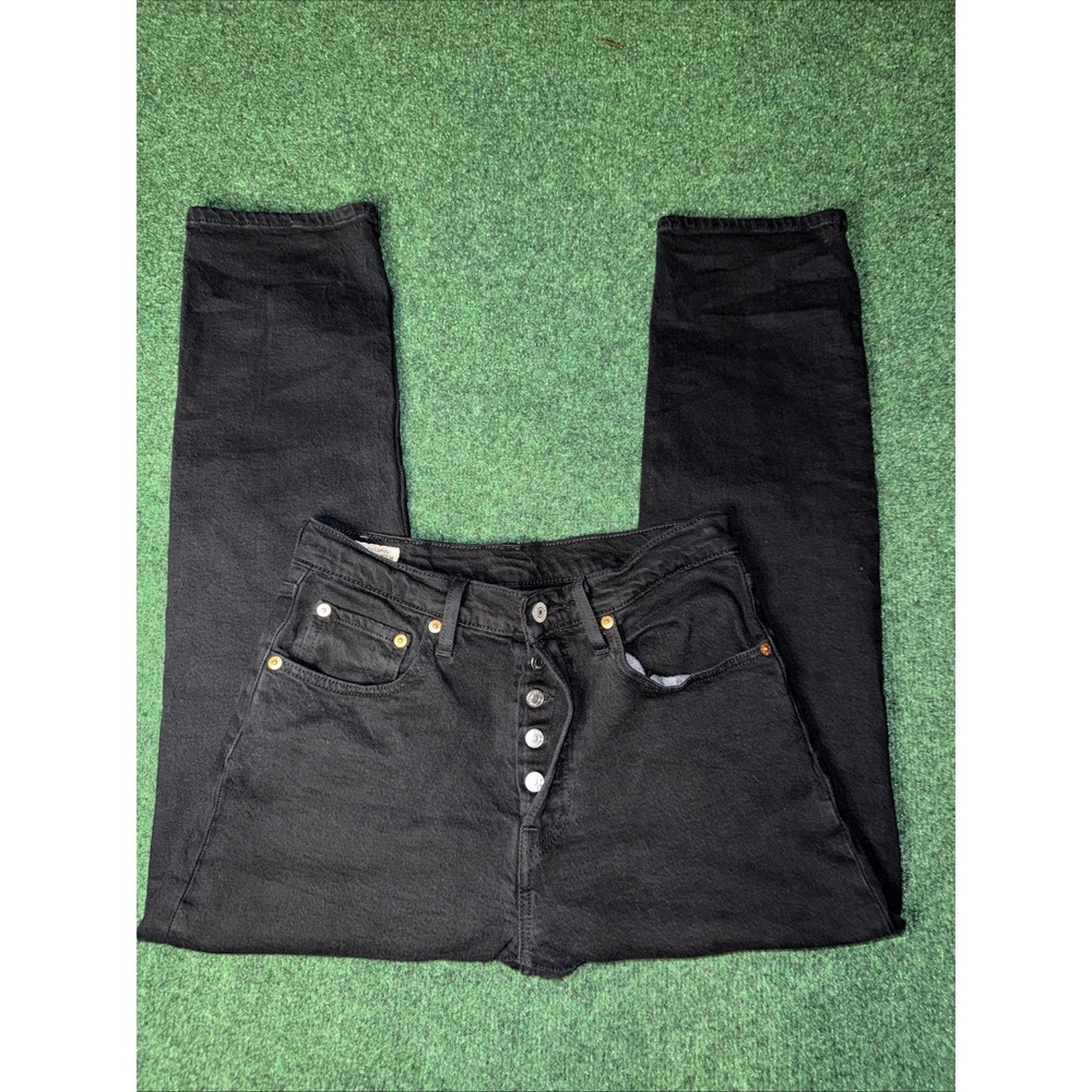 Women's 501 Vintage Levi's Premium Button Fly Black Jeans Size 27x26 T23